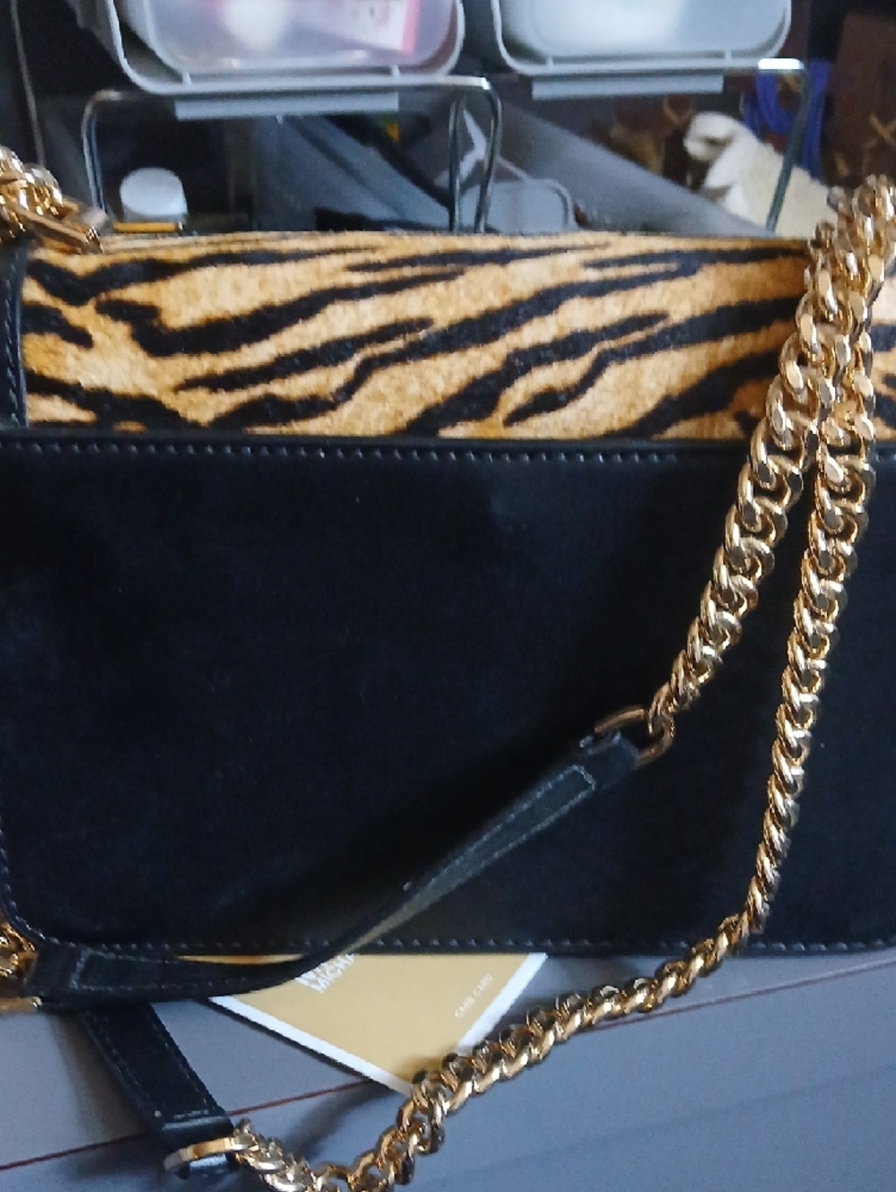 Michael Kors Tiger-Print Crossbody with Black Trim and Gold Hardware - Picture 3 of 4
